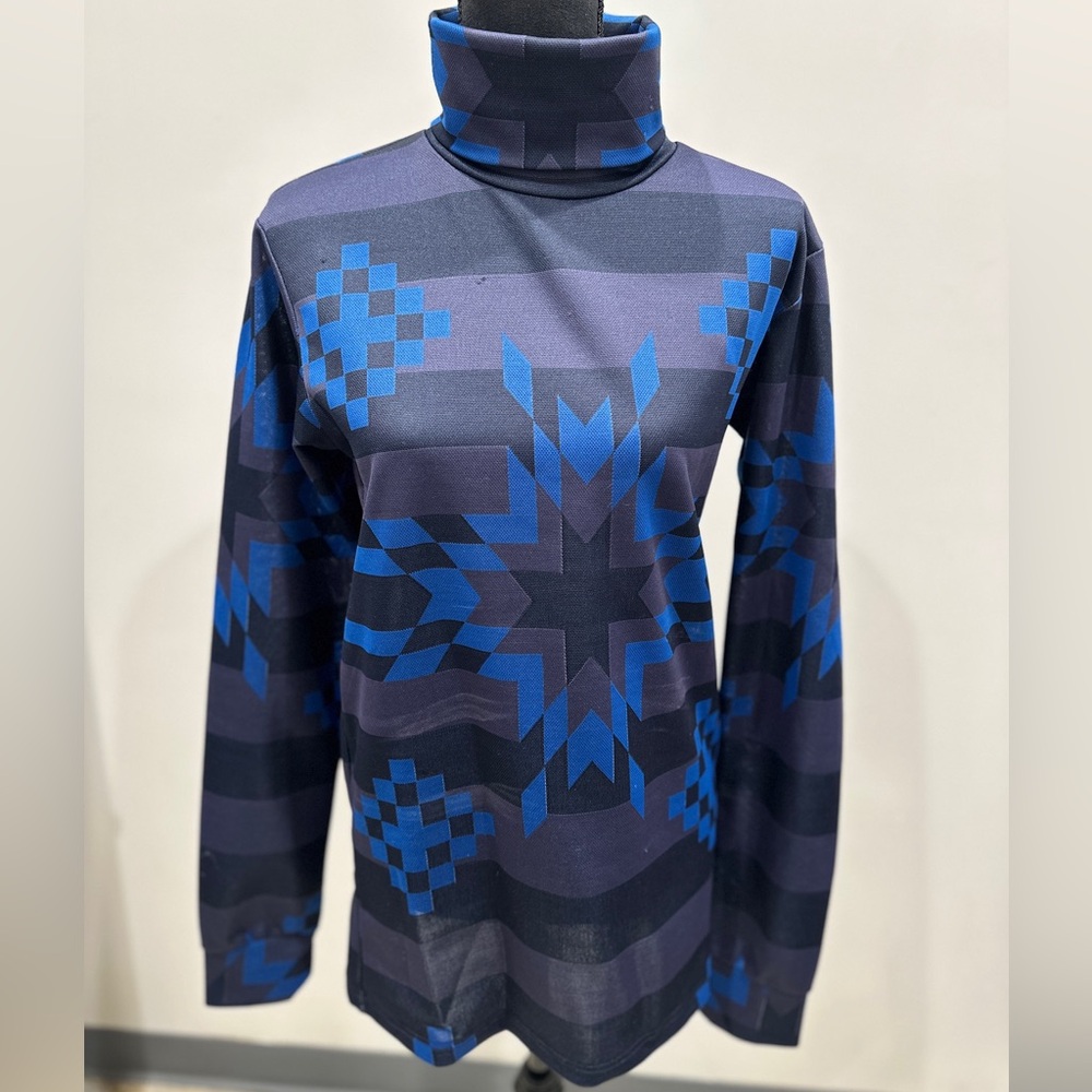The Soloist long sleeve blue patterned shirt